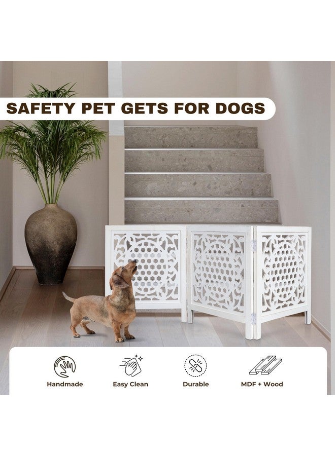 Bedding Craft Wooden Dog Gate 20" Wide x3 Panels,Color White, Total 60 inch Wide, Foldable Free Standing Dog Gate Indoor,Dcorative Gates Doorways, 3 Panels Pet Gate Extra 24" Height - Image 4