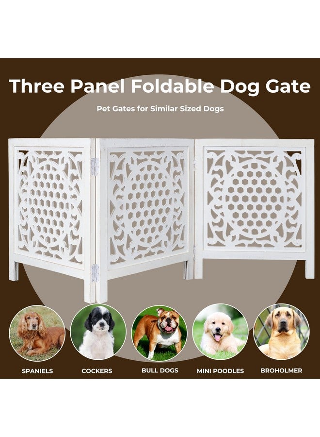 Bedding Craft Wooden Dog Gate 20" Wide x3 Panels,Color White, Total 60 inch Wide, Foldable Free Standing Dog Gate Indoor,Dcorative Gates Doorways, 3 Panels Pet Gate Extra 24" Height - Image 3
