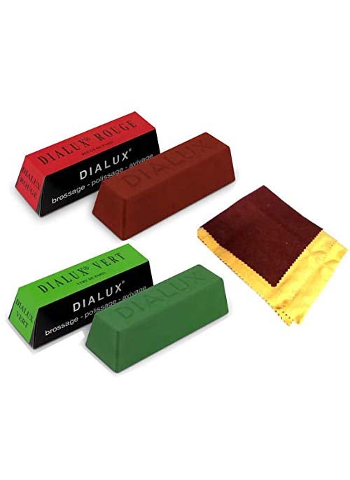 SWISSO - SWISSO DIALUX POLISHING BAR RED GREEN BUFFING COMPOUND1 WIDTH X 1 HEIGHT X 4 LENGTH FOR JEWELLERS CARVING WAX POLISHING ROUGE WITH POLISHING CLOTH BY KHAMBATI - Image 1