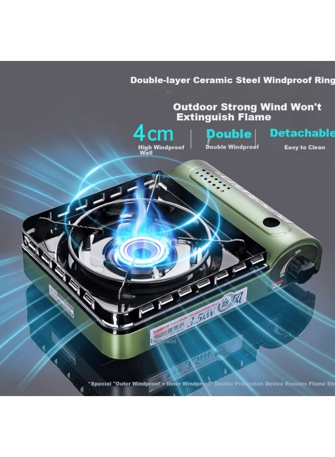 Iwatani Portable Cassette Stove, Self-driving Tour Outdoor Windproof Camping Gas Stove, Hot Pot Cooker Zkz-2f + Soup Pot Set - Image 2