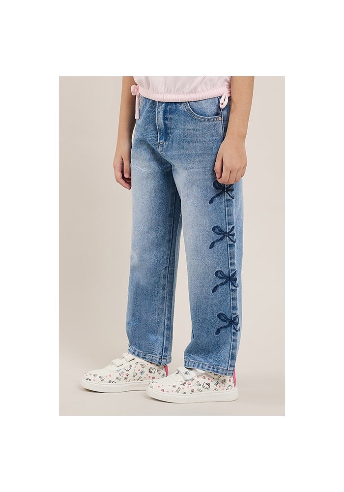 R&B Embroidered  Straight Fit Jeans with Button Closure - Image 4