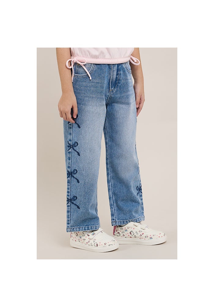 R&B Embroidered  Straight Fit Jeans with Button Closure - Image 3