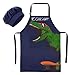 MHJY Kids Apron and Chef Hat for Boys Dinosaur Child Aprons with PocketsAdjustable Child Apron for Cooking Baking Painting 312 Years - Image 3