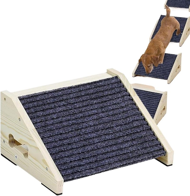 Wooden Dog Ramp Non Slip Portable Adjustable Pet Ramp For High Bed Couch Sofa Indoor Use - Image 2