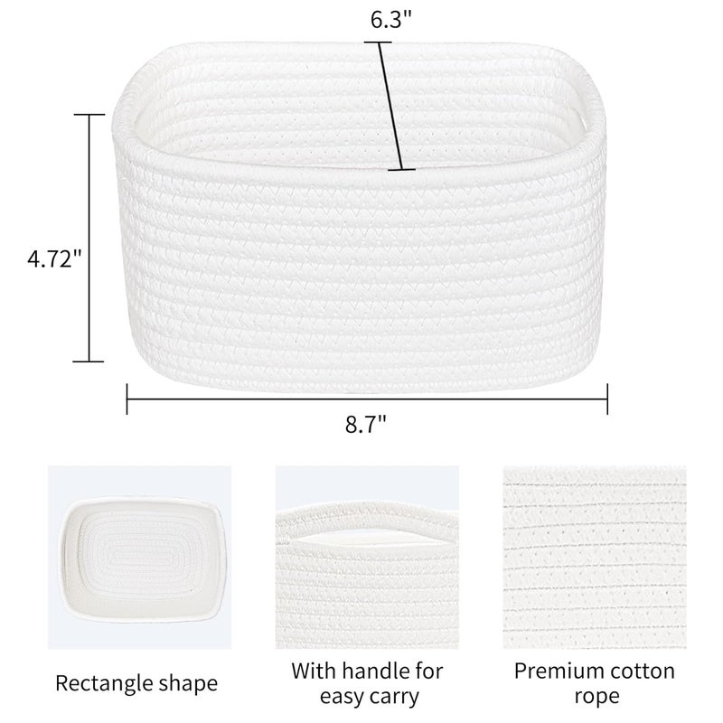 ABenkle Small Basket Woven Storage Baskets for Organizing Toy Basket Cute Decorative Shelf Closet Organizer Woven Storage Bins for Baby Nursery Empty Gift Baskets 87 x 63 x 472 - Image 3