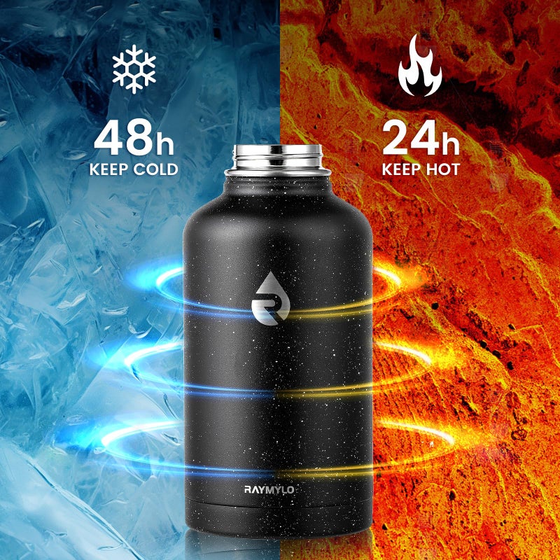 Raymylo 64Oz Insulated Water Bottle  Triple Wall Vacuum Stainless Steel Water Bottles - Keeps Cold 48H  Reusable Half Gallon Jug For Gym  Sports  Camping  Hiking Travel  Starry Sky-Black - Image 3