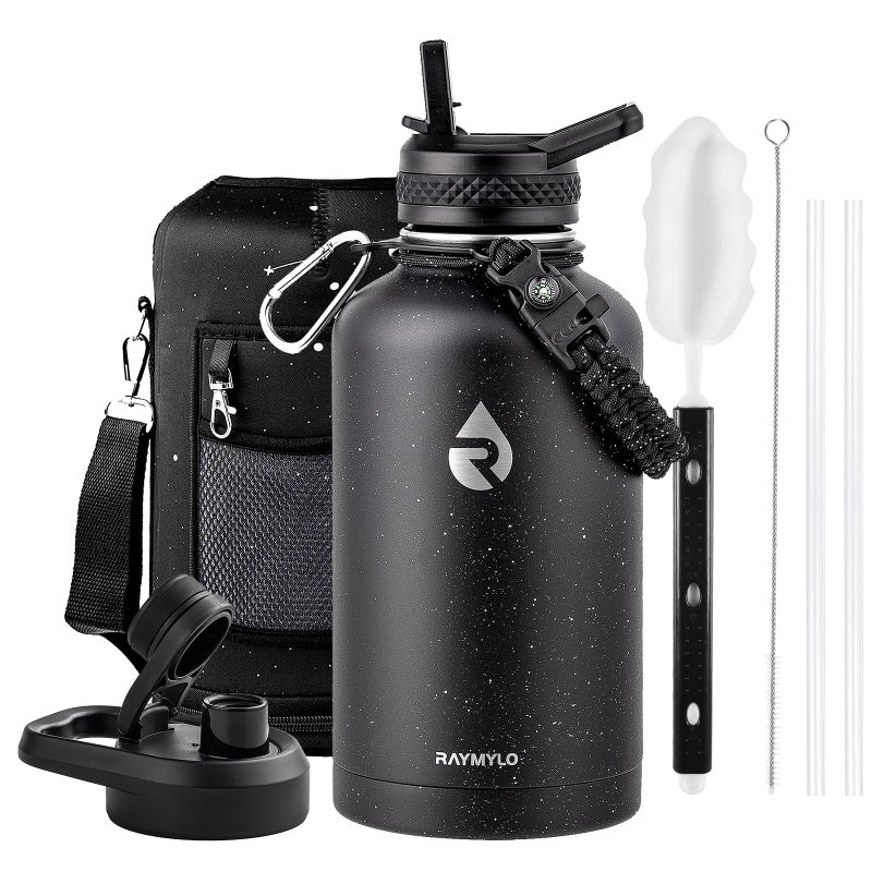Raymylo 64Oz Insulated Water Bottle  Triple Wall Vacuum Stainless Steel Water Bottles - Keeps Cold 48H  Reusable Half Gallon Jug For Gym  Sports  Camping  Hiking Travel  Starry Sky-Black - Image 1