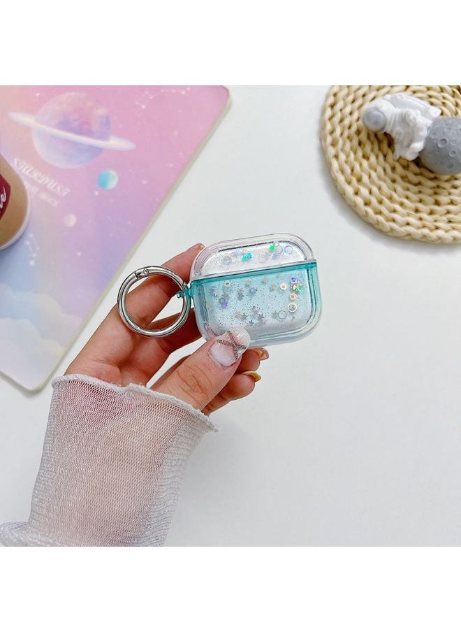 Generic Case Cover For AirPods Pro Transparent Glitter Bluetooth Earphone Protective Case Sky Blue 
