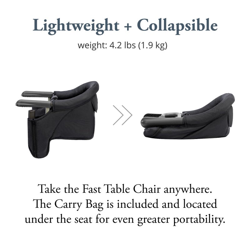 Inglesina Fast Table Chair, Black - Portable Baby High Chair - for Babies & Toddlers up to 37 lbs - Collapsible Design - Fits Tables 0.8'' to 3.5'' Thick - Compact & Easy to Use - Travel Bag Included - Image 4