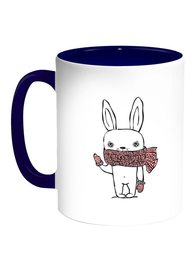 RKN Cartoon Drawings - Rabbits Printed Coffee Mug White/Blue 11ounce - Image 2