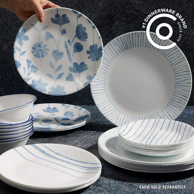 Corelle 6Piece 85 Vitrelle Glass Lunch Plates Lightweight Scratch Resistant  Botanical Stripes - Image 2