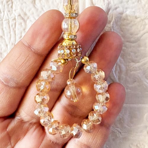 Adikala Craft Store Handmade Ethnic Latkan Tassel Set of 2 for Saree Pallu, Blouse, Suits, Dupatta, Lehenga Decor (Golden Glass) - Image 2
