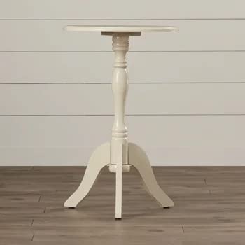 DDS Dream Decor Shoppee Wooden Plant Stand Round Antique Accent Bedside Table Coffee Stand Home Storage Organizer for Living Room Bedroom (White) - Image 5
