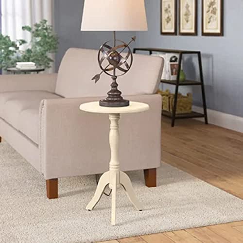 DDS Dream Decor Shoppee Wooden Plant Stand Round Antique Accent Bedside Table Coffee Stand Home Storage Organizer for Living Room Bedroom (White) - Image 1