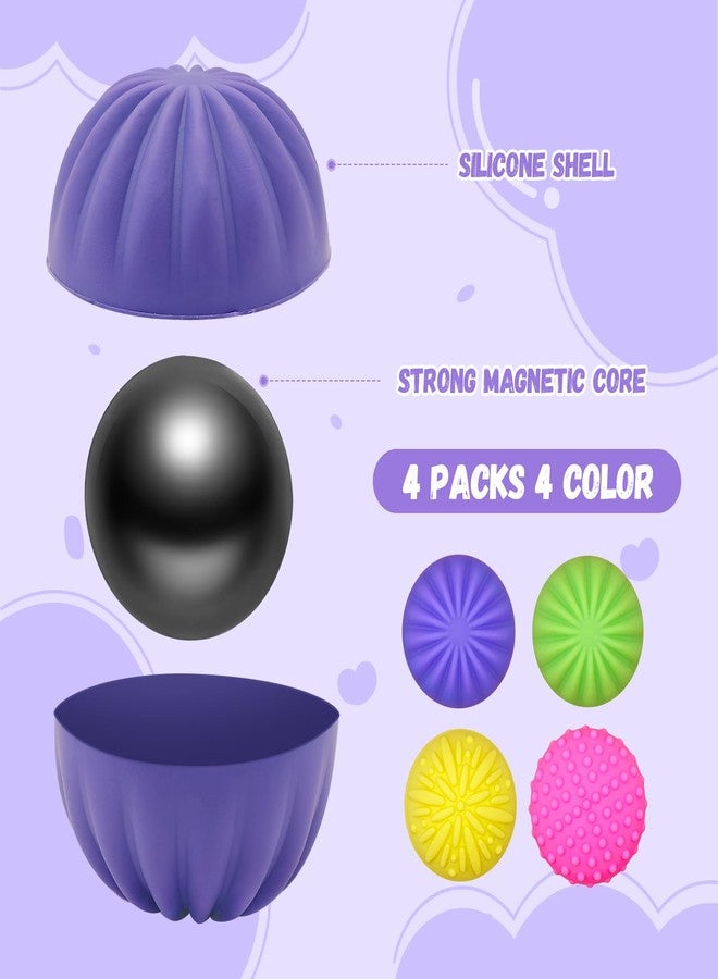 Beofinest Magnetic Stress Relief Balls with Silicone Shell, Fidget Toys, 4 Pieces of 1.17" Magnetic Balls for Adults, Desk Fidgets Toys for Office Stress/ Anxiety Relief, Holiday Stuffer Present - Image 2