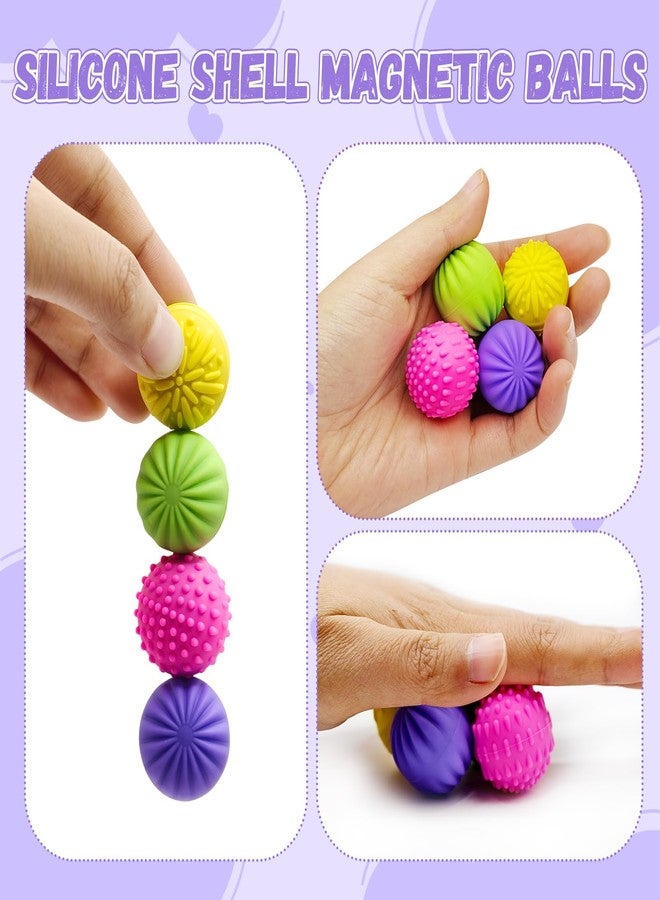 Beofinest Magnetic Stress Relief Balls with Silicone Shell, Fidget Toys, 4 Pieces of 1.17" Magnetic Balls for Adults, Desk Fidgets Toys for Office Stress/ Anxiety Relief, Holiday Stuffer Present - Image 3