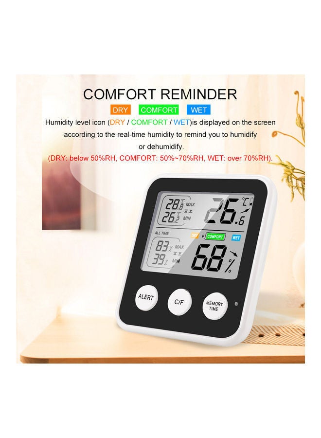 NIBEMINENT High Precision Magnetic Thermometer Hygrometer Black/White - Image 2