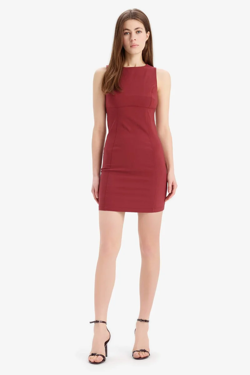 ديفاكتو Bodycon Crew Neck Mini Dress