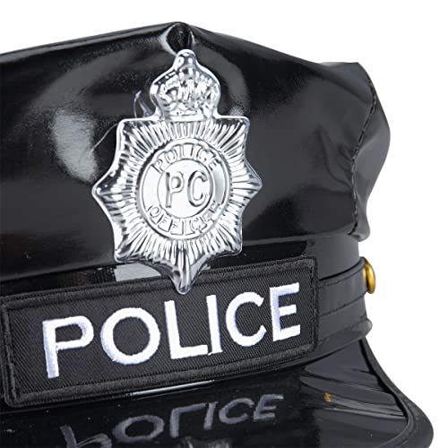 BinaryABC Police Hat with Badge,Official Style Cop Hat for Men Kids,Halloween Costume Accessories, Cosplay Party Hat (Black) - Image 5