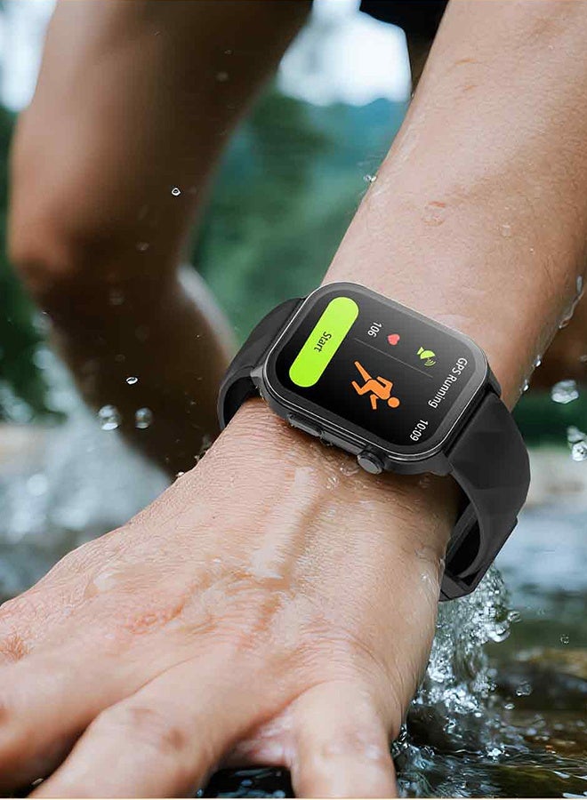 رولستيمي ساعة ذكية للرجال والنساء جهاز تعقب للياقة البدنية: ساعة ذكية سوداء مع بلوتوث دعوة النوم رصد متوافق مع أندرويد يوس 100 + وسائط الرياضة خطوة عداد مقاوم للماء آي بي 67 - Image 2