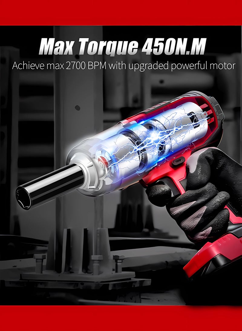 جينسو مفتاح ربط عالي القدرة قابل لإعادة الشحن، قابل للتعديل، مع بطارية وشاحن ليثيوم، مجموعة أكمام متعددة الأحجام - Image 2