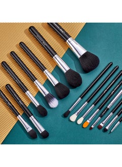 Jessup Jessup Makeup Brushes 15 Pcs Makeup Brush Set Beauty Cosmetics Make Up Powder Concealer Eyeshadow Eyeliner Blending Lip Brush Tools (Black/Silver) T092  - Image 2