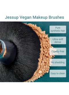 Jessup Jessup Makeup Brushes 15 Pcs Makeup Brush Set Beauty Cosmetics Make Up Powder Concealer Eyeshadow Eyeliner Blending Lip Brush Tools (Black/Silver) T092  - Image 4