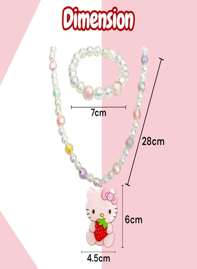 AMYCAUR Girl Princess Pendant Necklace & Bracelet Jewellery Set For kids, Girls | birthdays, parties, and special occasions Jewellery Gifts Set For Little Girl Toddler Random Design - Image 4