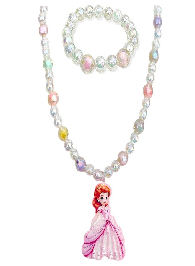 AMYCAUR Girl Princess Pendant Necklace & Bracelet Jewellery Set For kids, Girls | birthdays, parties, and special occasions Jewellery Gifts Set For Little Girl Toddler Random Design - Image 1
