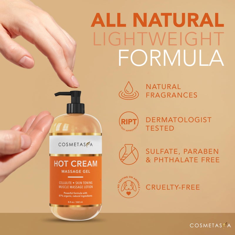 Cosmetasa Hot Belly Cream- 87% Organic Cellulite Cream - Natural Sweat Massage Gel for Stomach, Abdomen, Sore Joints, Muscles, Workout (8.8 oz) - Image 5