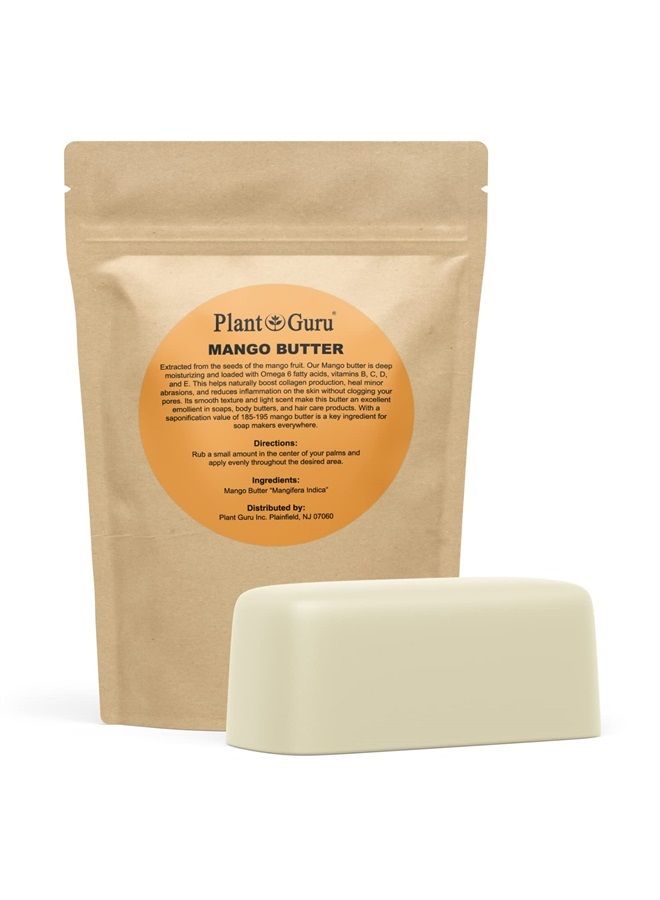 Plant Guru زبدة المانجو الخام 1 رطل - 100% نقية وطبيعية وغير مكررة - رائعة للبشرة ونمو الشعر. لصنع الصابون بنفسك، وزبدة الجسم، واللوشن والكريمات. - Image 1