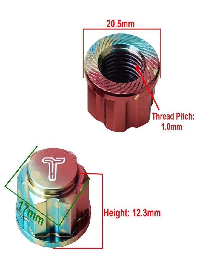 TCRC 4PCS Splash Anodizing Aluminum 17mm Hex Wheel Nut Center Cap for 1/10 Scale Arrma Losi HSP Redcat 1/8 RC Car Monster Truck(1.0mm Thread Pitch) - Image 3