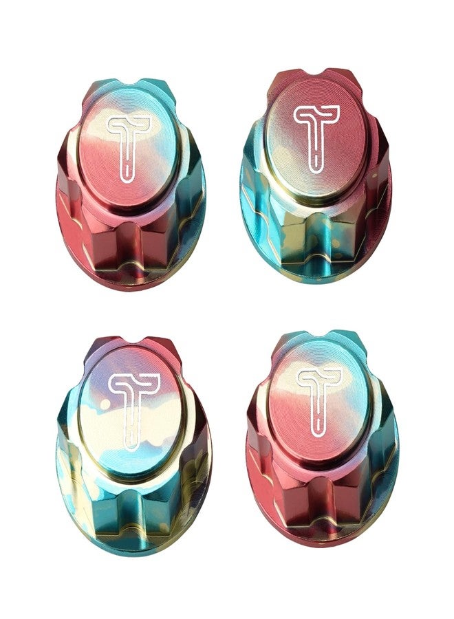 TCRC 4PCS Splash Anodizing Aluminum 17mm Hex Wheel Nut Center Cap for 1/10 Scale Arrma Losi HSP Redcat 1/8 RC Car Monster Truck(1.0mm Thread Pitch) - Image 1