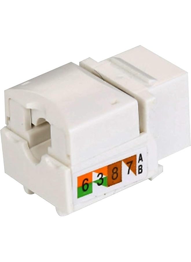 Generic - DKURVE® Bundle – 2 Items: RJ45 Cat6 Pass Through Connectors, Pack of 100 + RJ45 Cat6 / 5e Keystone Jacks, 20 Pack - White - Image 1