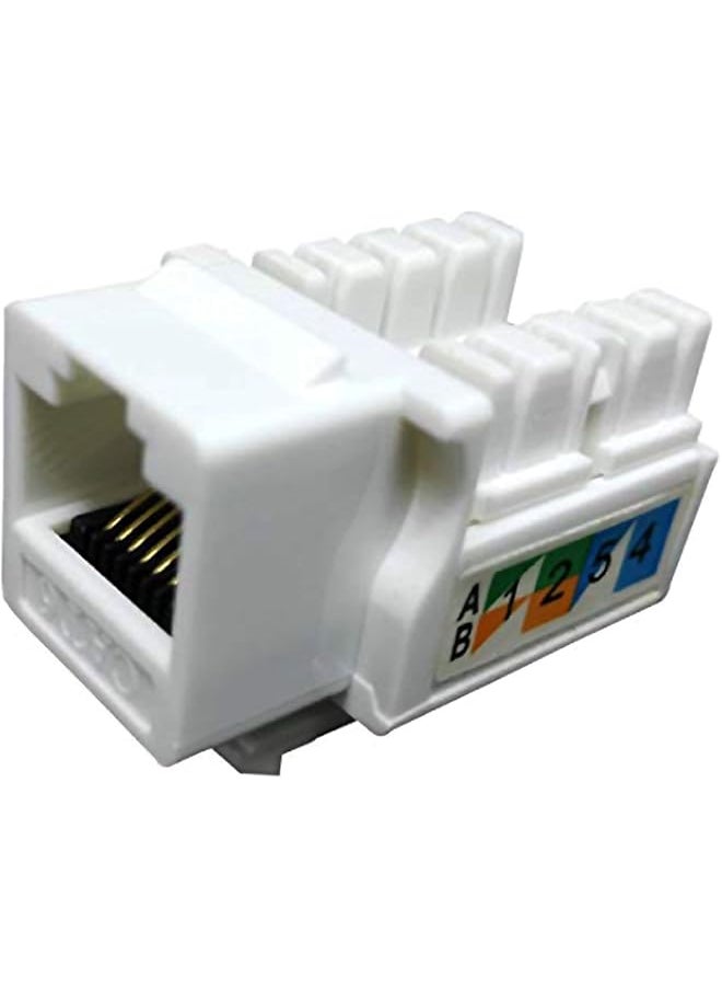 Generic - DKURVE® Bundle – 2 Items: RJ45 Cat6 Pass Through Connectors, Pack of 100 + RJ45 Cat6 / 5e Keystone Jacks, 20 Pack - White - Image 1