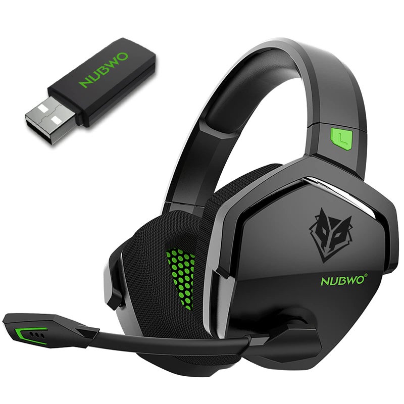 NUBWO G06 Dual Wireless Gaming Headset with Microphone for PS5 PS4 PC 23ms Low Latency Audio 100Hour of Playtime 50mm Drivers BlackGreen - Image 2