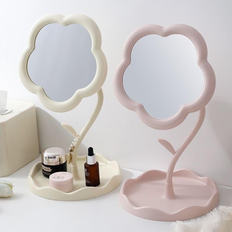NIL JO Flower Shape Makeup Mirror Desktop Makeup Mirror Womens Dresser Student Dormitory Portable Touch Up Mirror Bedroom Bathroom Living RoomMulti 1pcs - Image 2