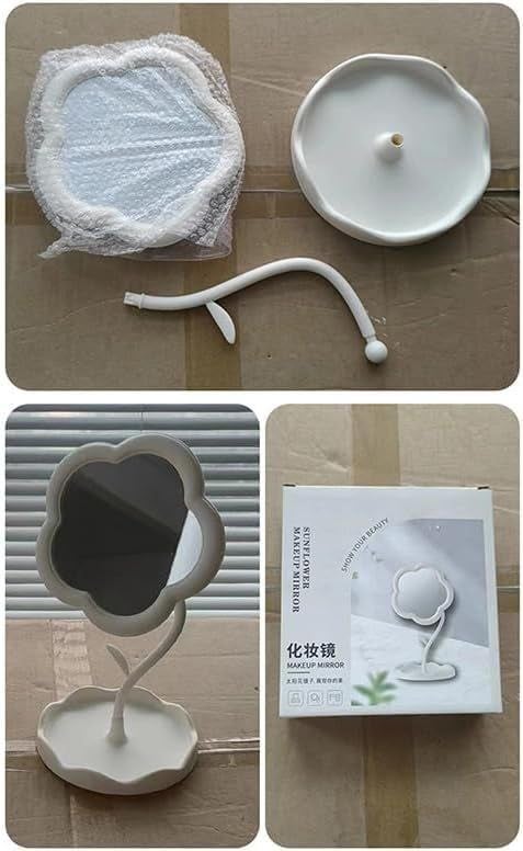 NIL JO Flower Shape Makeup Mirror Desktop Makeup Mirror Womens Dresser Student Dormitory Portable Touch Up Mirror Bedroom Bathroom Living RoomMulti 1pcs - Image 5