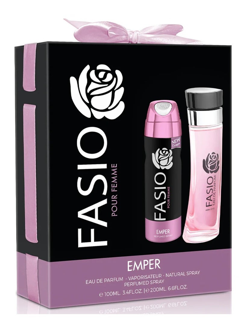 امبر طقم هدايا فاسيو مكون من ( او دي بيرفيوم 100مللي - سبراي بيرفيوم 200مللي) نسائي - Image 2