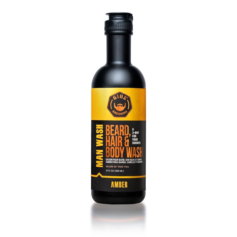 GIBS Grooming Amber 3 in 1 Body Wash For Men Beard Hair Moisturizing and Cleansing Liquid Body Wash Liter Sulfate and Paraben Free - Image 1