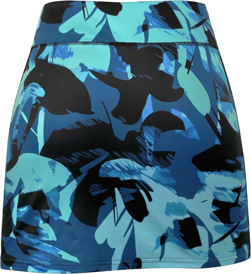 Mehrang Skirt with Shorts for Women's & Girl's Solid High Waist Flared Skater Short Mini Skirt (in, Alpha, L, Regular, Standard, Blue Abstract) - Image 4