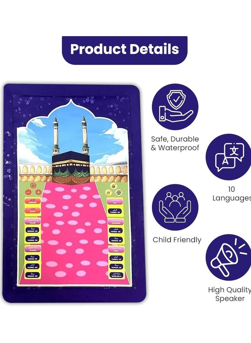 DubaiGallery Electronic Kids Praying Mat Muslim Islamic Prayer Mat with Worship Step Guide for Kids Salah Rug for Kids - Image 2