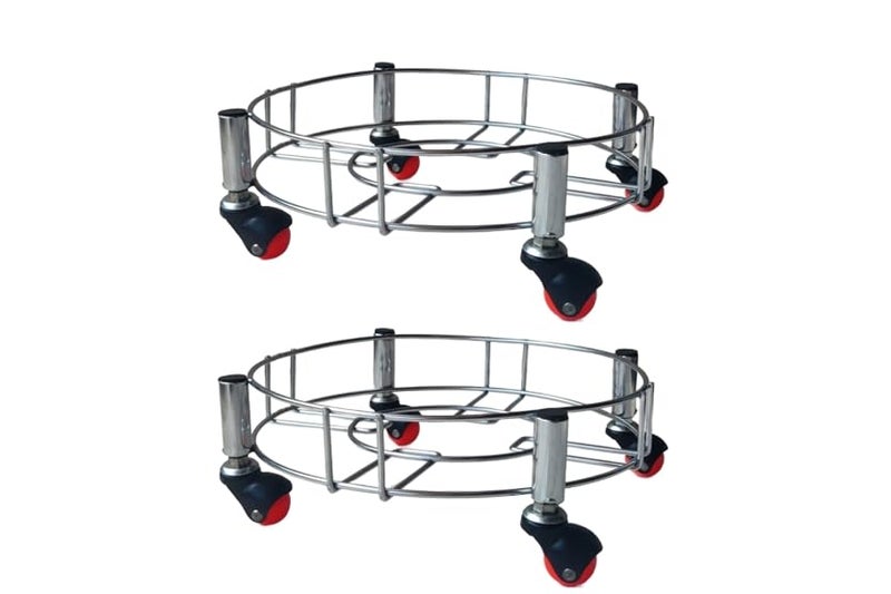 Birdwing Heavy Wheel Stainless Steel Gas Cylinder Trolley with Wheels |LPG Gas Cylinder Trolley with 4 Wheels White Prime Wheels, 1 Piece - Image 2