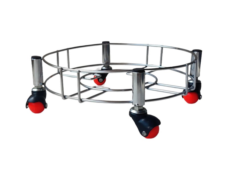 Birdwing Heavy Wheel Stainless Steel Gas Cylinder Trolley with Wheels |LPG Gas Cylinder Trolley with 4 Wheels White Prime Wheels, 1 Piece - Image 1