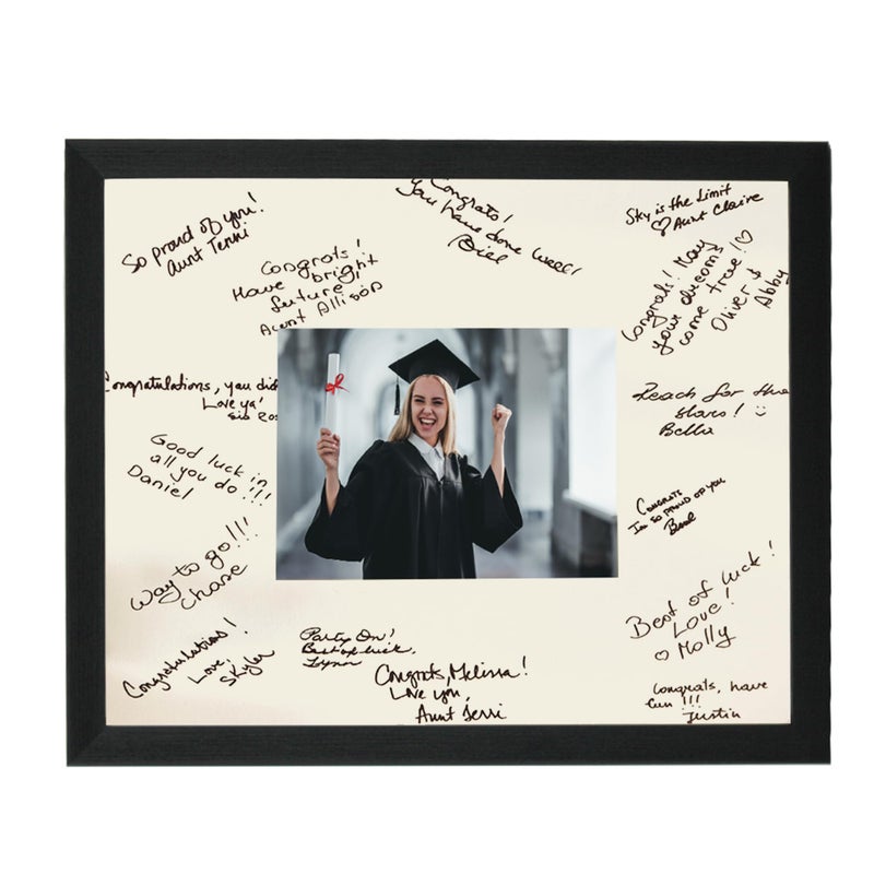 GraduationMall GarduationMall 11x14 Signature Picture Frame Holds 5x7 Photo with White Mat for Wedding Graduation | Wall or Tabletop Display - Image 1