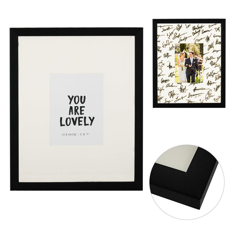 GraduationMall GarduationMall 11x14 Signature Picture Frame Holds 5x7 Photo with White Mat for Wedding Graduation | Wall or Tabletop Display - Image 3