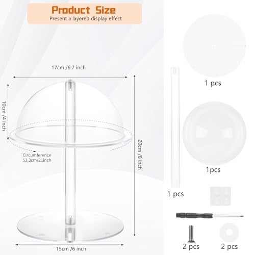 SHUNKAIZS Acrylic Hat Display Stand 8 Clear Domed Baseball Cap Rack Durable Tabletop Cowboy Hat Holder Wig Stand Hat Organizer Stand for Closet Vendors Counter Salons - Image 3