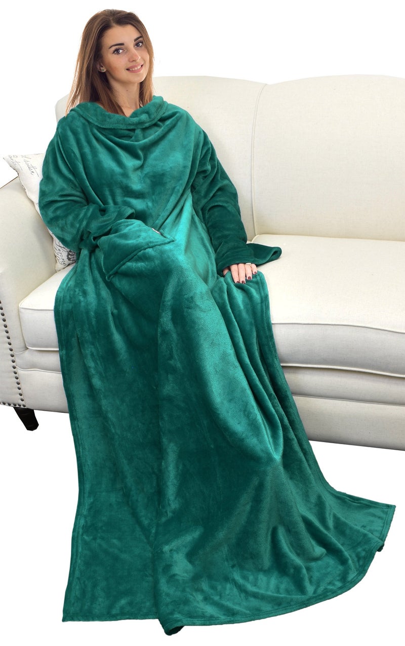 Catalonia Wearable Blanket with Sleeves and Pocket  Cozy Soft Fleece Mink Micro Plush Wrap Throws Blanket Robe for Women and Men  Gift for Her - Image 1