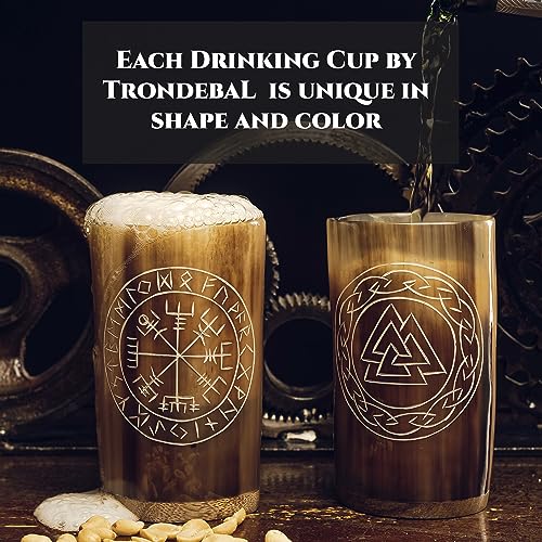 Trondebal Viking Drinking Horn Mugs Set of 4, beer stein set, Natural Ox Horn Shot Glasses | 10 oz Cool Unique Tumbler, Beer Gift for Men and Women, Handmade Goblet| Medieval Stein for Ale, Mead - Image 5