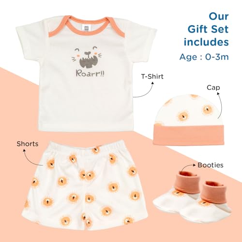 Mee Mee New Born Baby Gift Set | Soft Cotton Clothing Essentials for Infants/Baby Girls, Boys | Baby Shower Clothing Hamper (4 Pieces, Orange)| Ideal Gift for New Born Baby - Image 4